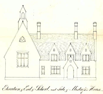 Drawing of exterior of Up End school